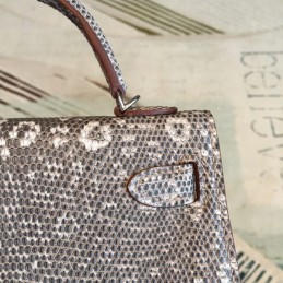 Replica Hermes Gray White Print Kelly Mini 20 Bag