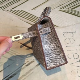 Replica Hermes Gray White Print Kelly Mini 20 Bag
