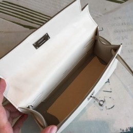 Replica Hermes White Kelly Pochette Palladium Hardware Bag