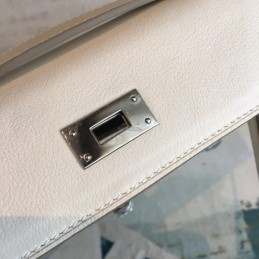 Replica Hermes White Kelly Pochette Palladium Hardware Bag