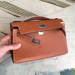 Replica Hermes Brown Kelly Pochette Bag