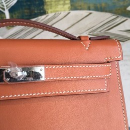 Replica Hermes Brown Kelly Pochette Bag