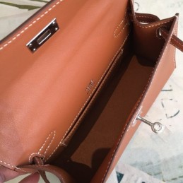 Replica Hermes Brown Kelly Pochette Bag
