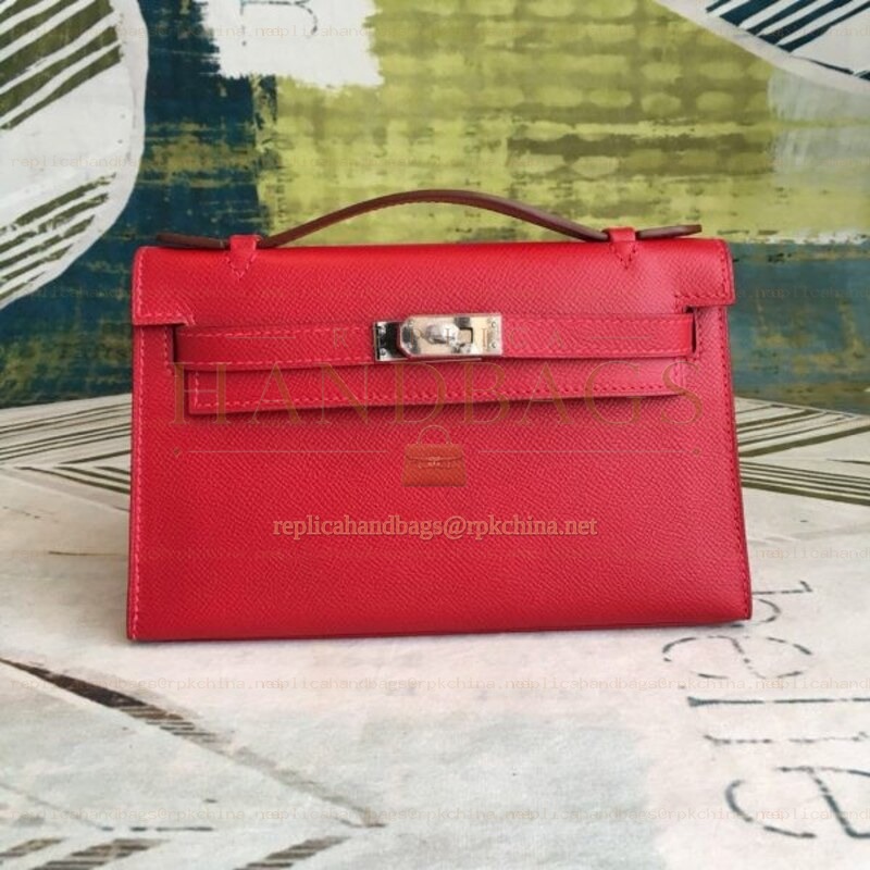 Replica Hermes Red Green Kelly Pochette Bag