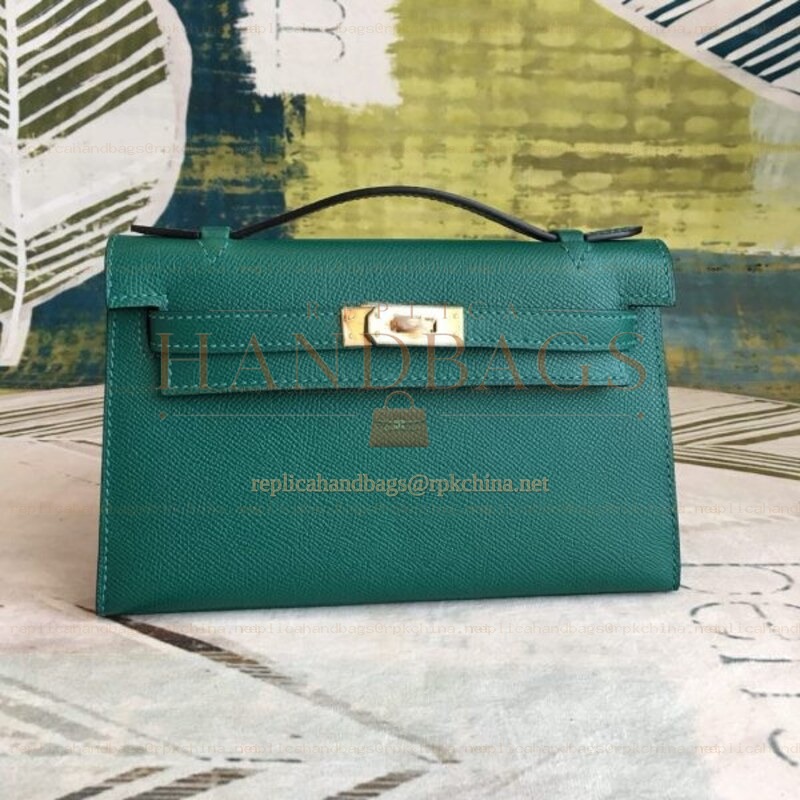 Replica Hermes Teal Yellow Kelly Pochette Bag