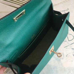 Replica Hermes Teal Yellow Kelly Pochette Bag