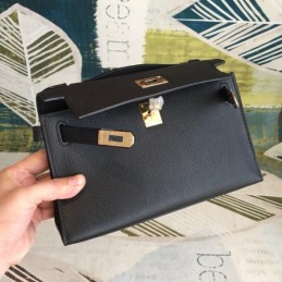 Replica Hermes Black Kelly Pochette Bag