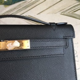 Replica Hermes Black Kelly Pochette Bag