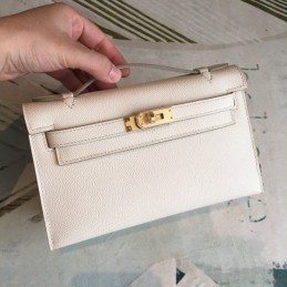 Replica Hermes Green Kelly Pochette Smooth Leather Bag