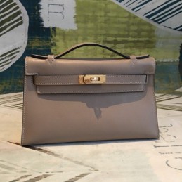 Replica Hermes Tan Kelly Pochette Smooth Leather Bag