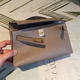 Replica Hermes Tan Kelly Pochette Smooth Leather Bag