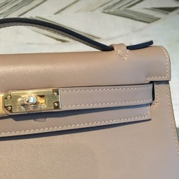 Replica Hermes Tan Kelly Pochette Smooth Leather Bag