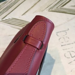 Replica Hermes Burgundy Kelly Pochette Smooth Leather Bag