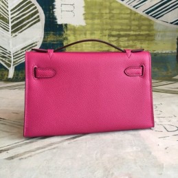 Replica Hermes Pink Kelly Pochette Smooth Leather Bag