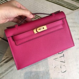 Replica Hermes Pink Kelly Pochette Smooth Leather Bag