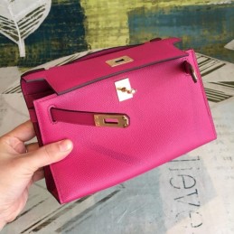 Replica Hermes Pink Kelly Pochette Smooth Leather Bag