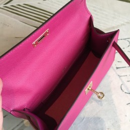 Replica Hermes Pink Kelly Pochette Smooth Leather Bag