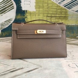 Replica Hermes Tan Kelly Pochette Textured Leather Bag