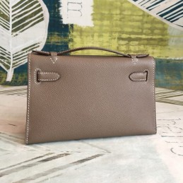 Replica Hermes Tan Kelly Pochette Textured Leather Bag