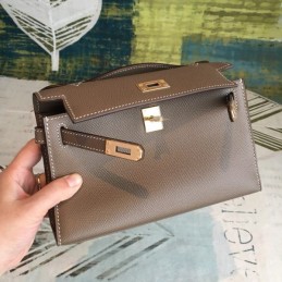 Replica Hermes Tan Kelly Pochette Textured Leather Bag