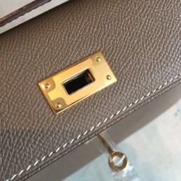 Replica Hermes Tan Kelly Pochette Textured Leather Bag