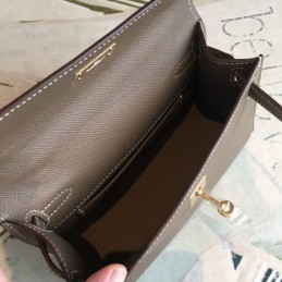 Replica Hermes Tan Kelly Pochette Textured Leather Bag