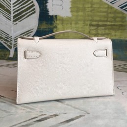 Replica Hermes White Kelly Pochette Gold Hardware Bag