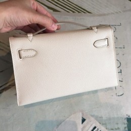 Replica Hermes White Kelly Pochette Gold Hardware Bag