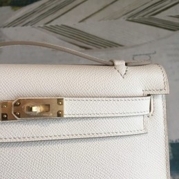 Replica Hermes White Kelly Pochette Gold Hardware Bag