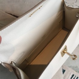 Replica Hermes White Kelly Pochette Gold Hardware Bag
