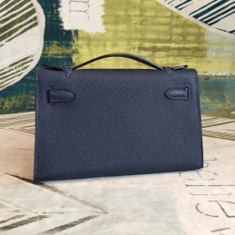 Replica Hermes Navy Blue Kelly Pochette Bag
