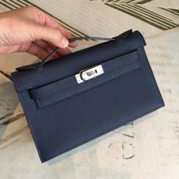 Replica Hermes Navy Blue Kelly Pochette Bag