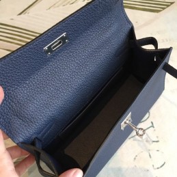 Replica Hermes Navy Blue Kelly Pochette Bag