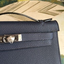 Replica Hermes Navy Blue Kelly Pochette Bag