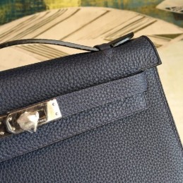 Replica Hermes Navy Blue Kelly Pochette Bag