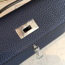 Replica Hermes Navy Blue Kelly Pochette Bag