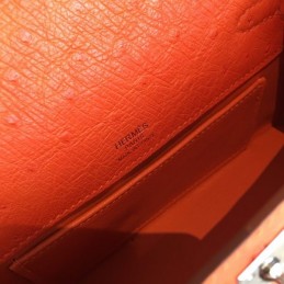 Replica Hermes Orange Ostrich Leather Kelly Pochette Bag