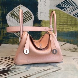 Replica Hermes Blush Pink Lindy 26 Textured Leather Bag