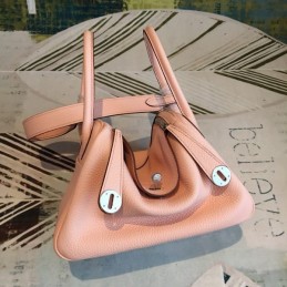 Replica Hermes Blush Pink Lindy 26 Textured Leather Bag