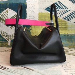 Replica Hermes Black Lindy 30 Textured Leather Bag