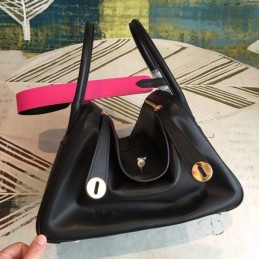Replica Hermes Black Lindy 30 Textured Leather Bag