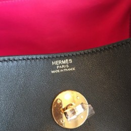 Replica Hermes Black Lindy 30 Textured Leather Bag