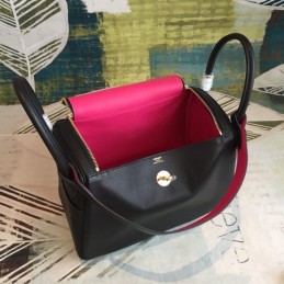 Replica Hermes Black Lindy 30 Textured Leather Bag