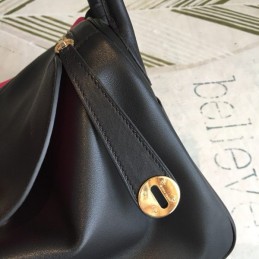 Replica Hermes Black Lindy 30 Textured Leather Bag