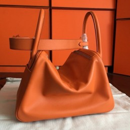 Replica Hermes Orange Lindy 30 Palladium Hardware Bag