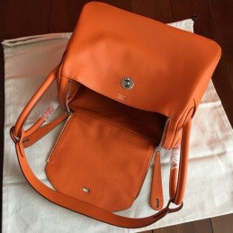Replica Hermes Orange Lindy 30 Palladium Hardware Bag