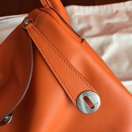 Replica Hermes Orange Lindy 30 Palladium Hardware Bag