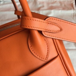 Replica Hermes Orange Lindy 30 Palladium Hardware Bag