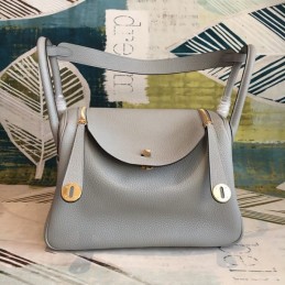 Replica Hermes Light Gray Lindy 30 Smooth Leather Bag