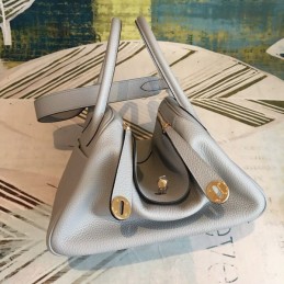 Replica Hermes Light Gray Lindy 30 Smooth Leather Bag